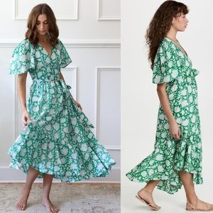Mille Resort and Travel Helena Wrap Dress in Green Zinnia - Size XXS